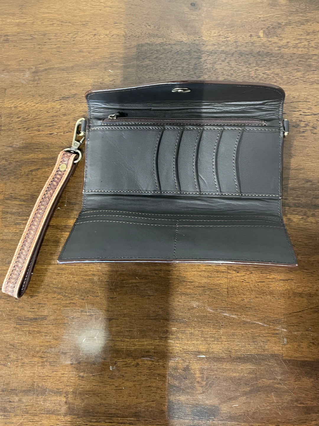 Women's Wallet with Strap- Tooled Leather