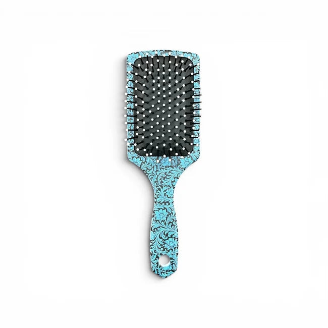 western hairbrush-Turquoise floral