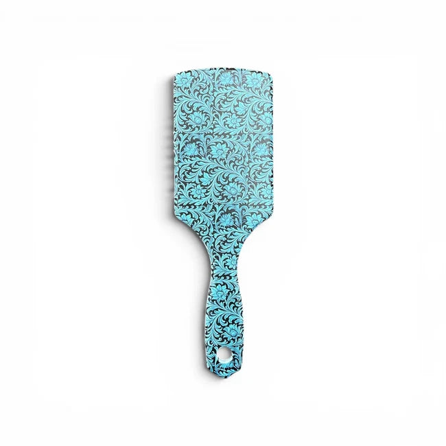 western hairbrush-Turquoise floral