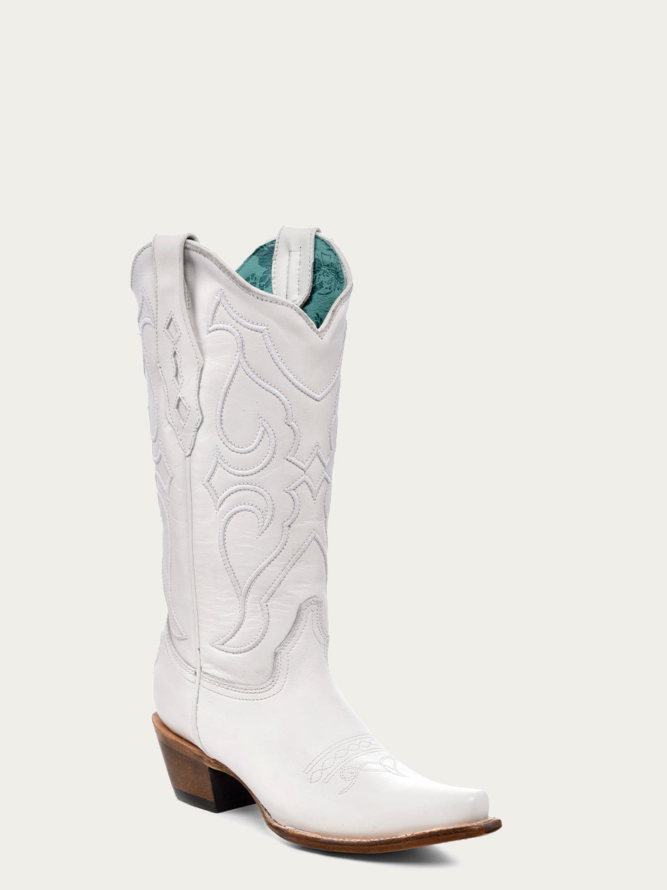 Z5046 - Women's Embroidery White Snip Toe Cowboy Boot