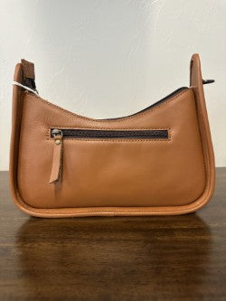Leather Tooled Cowhide Handbag- Brown