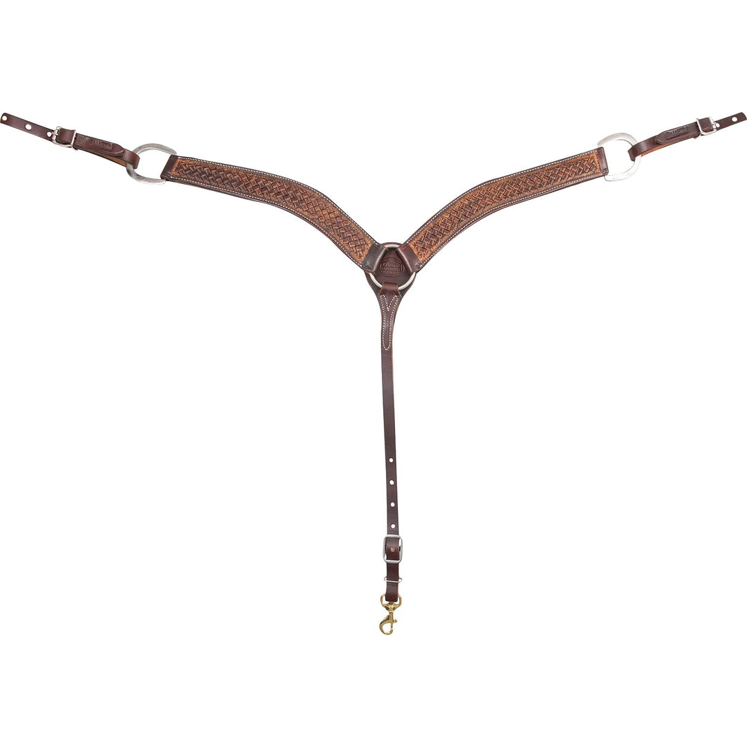 Martin Saddlery Breastcollar, 2" with Weave Tooled with Weathered Antique