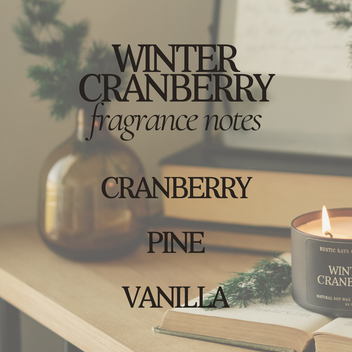 Winter Cranberry Soy Candle - Winter - Pine, Vanilla - 12 oz