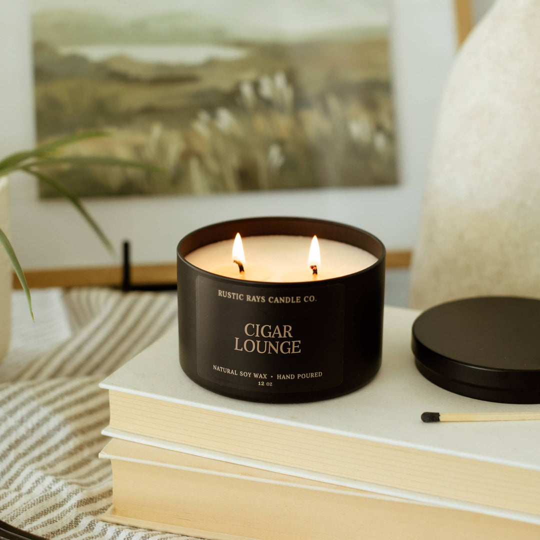 Cigar Lounge 12 oz Soy Candle - Home Decor & Fathers Day