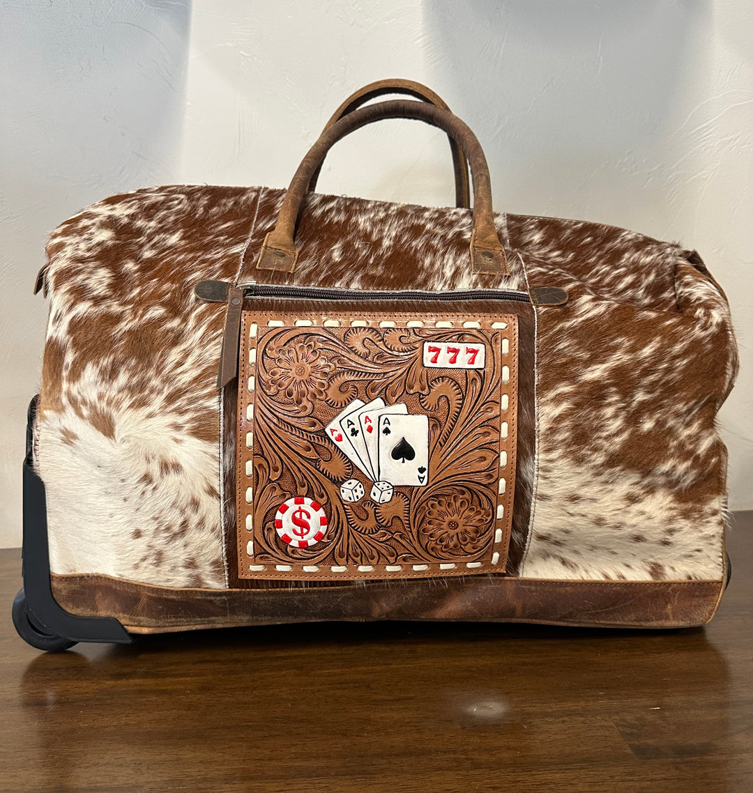 Cowhide Duffle Bag on Wheels