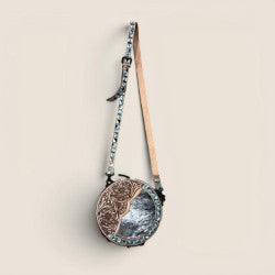Canteen Purse- Half Tooled Leather Half Cowhide