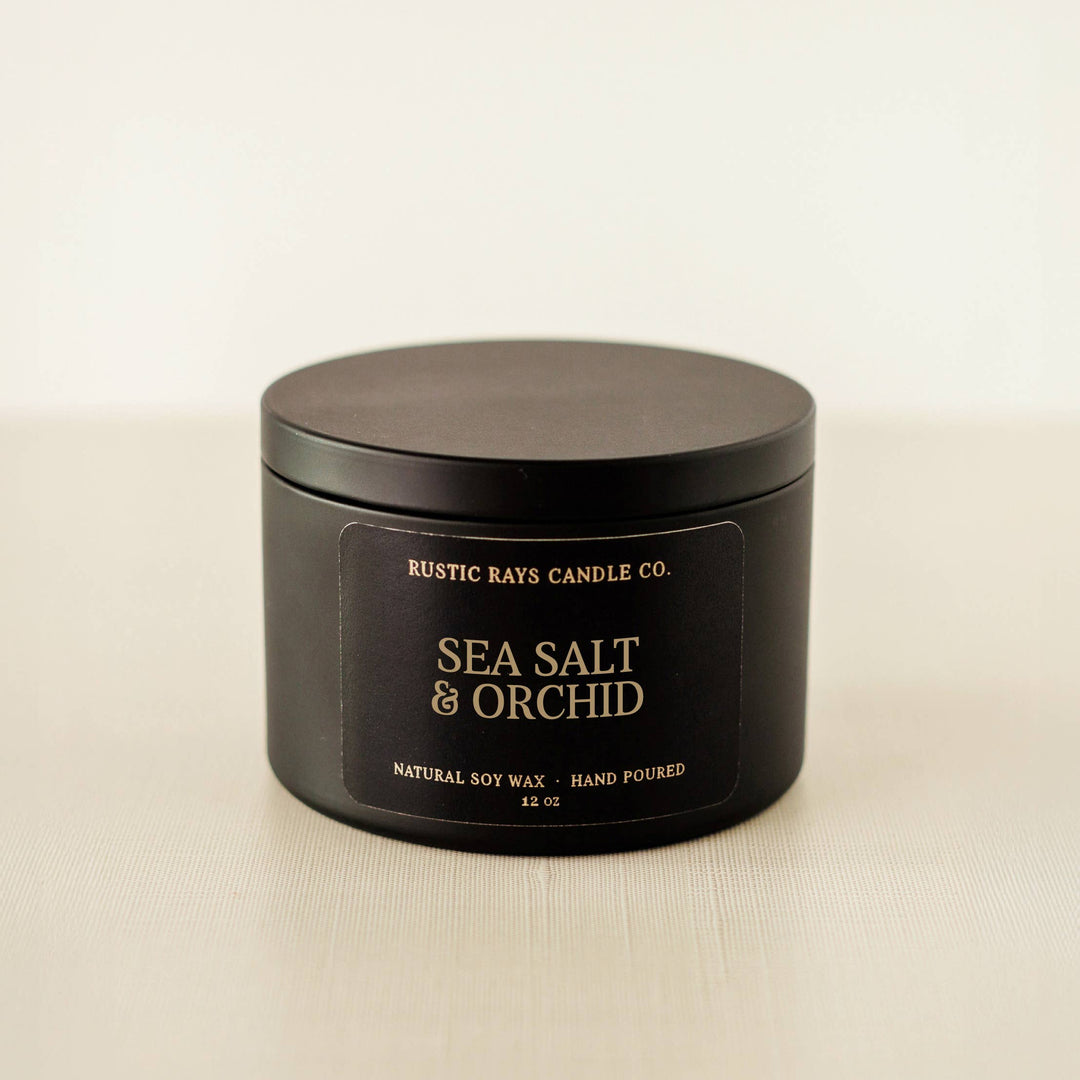Sea Salt & Orchid 12 oz Soy Candle - Spring Home Decor