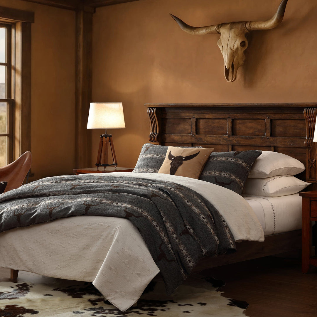Chisholm Longhorn Chenille Jacquard Comforter Set - ST2615CS-KG-GR