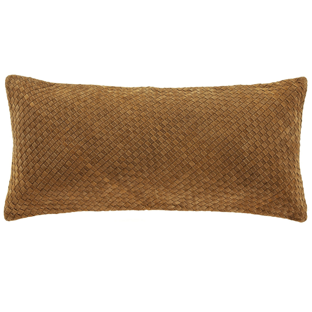 Woven Suede & Basket Weave Long Lumbar Pillow - PL5018