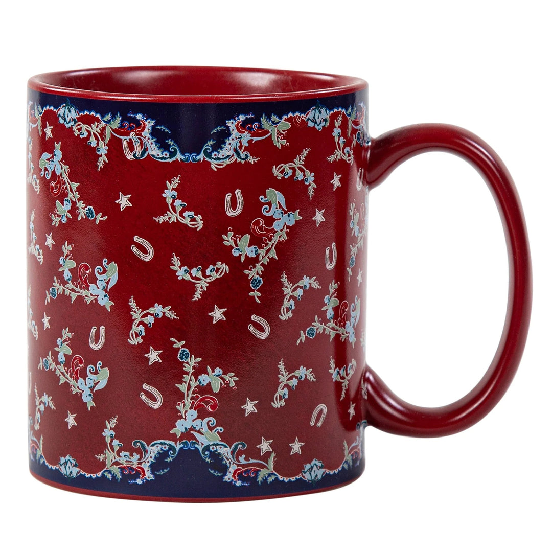 Patchwork Bandana Red Horseshoes Mug Set