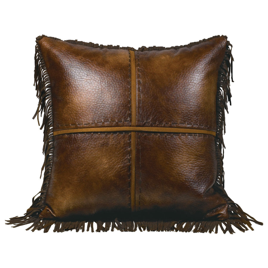 Austin Cross Stitched Faux Leather Throw Pillow - WS4068P5