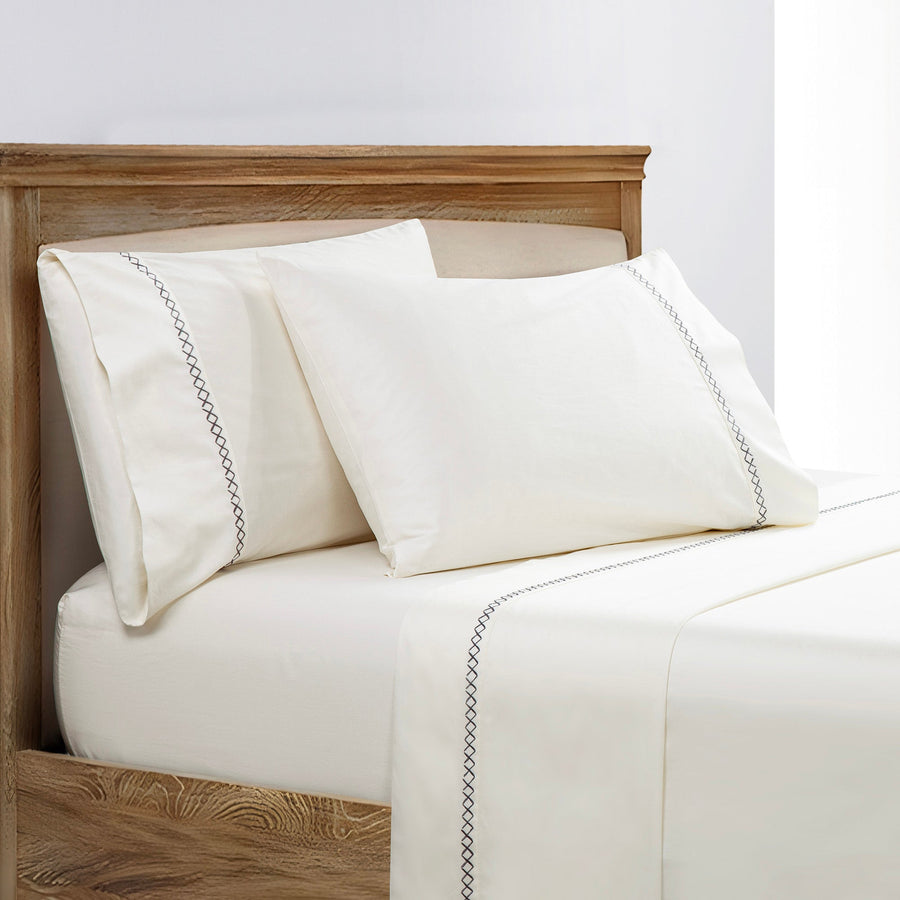 X Embroidery 300TC Cotton Sateen Sheet Set - ST2637SS-QN-TP