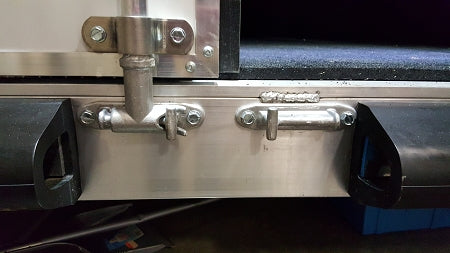 Cam Latch Keeper, Aluminum- shown mounted as the bottom catch for a trailer door