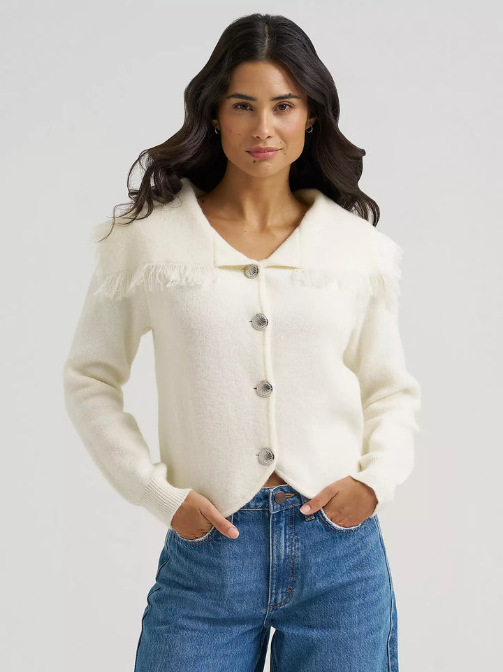 Women's Heartland Fringe Collar Cardigan Sweater