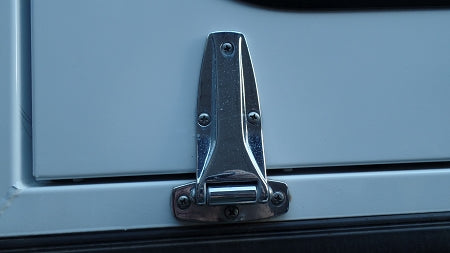 SH4KCUP Hinge shown on a drop-down window w/ universal pin (on both sides)